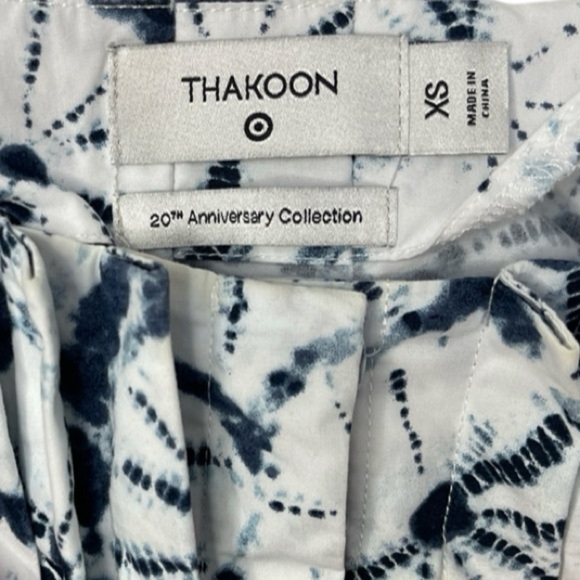 Thakoon x Target Shibori Print Elbow Sleeve Mini Blue White Shirtdress - XS - Picture 6 of 12